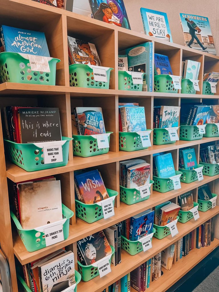 ksirach's tweet photo. Just your daily reminder that you can adhere to the vast body of evolving research that is the science of reading and still value classroom libraries and libraries and books. 🥰 Pictured: my middle school intervention classroom 2 years ago 🩷 https://t.co/Z15jOH3feV