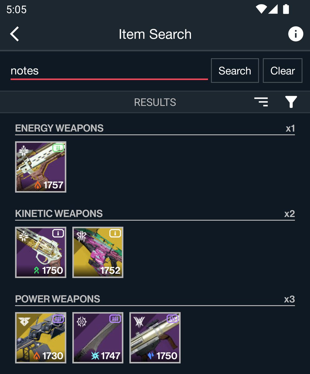 Vault_Destiny's tweet photo. - Item Notes
You can now add custom notes to items.
Also, you can type "notes" to search for all items with notes or "notes with:" to find items with a specific keyword in their notes. E.g. type "notes with: s tier" to search for items which have "s tier" keyword in their notes. https://t.co/0LQfyZWWvE