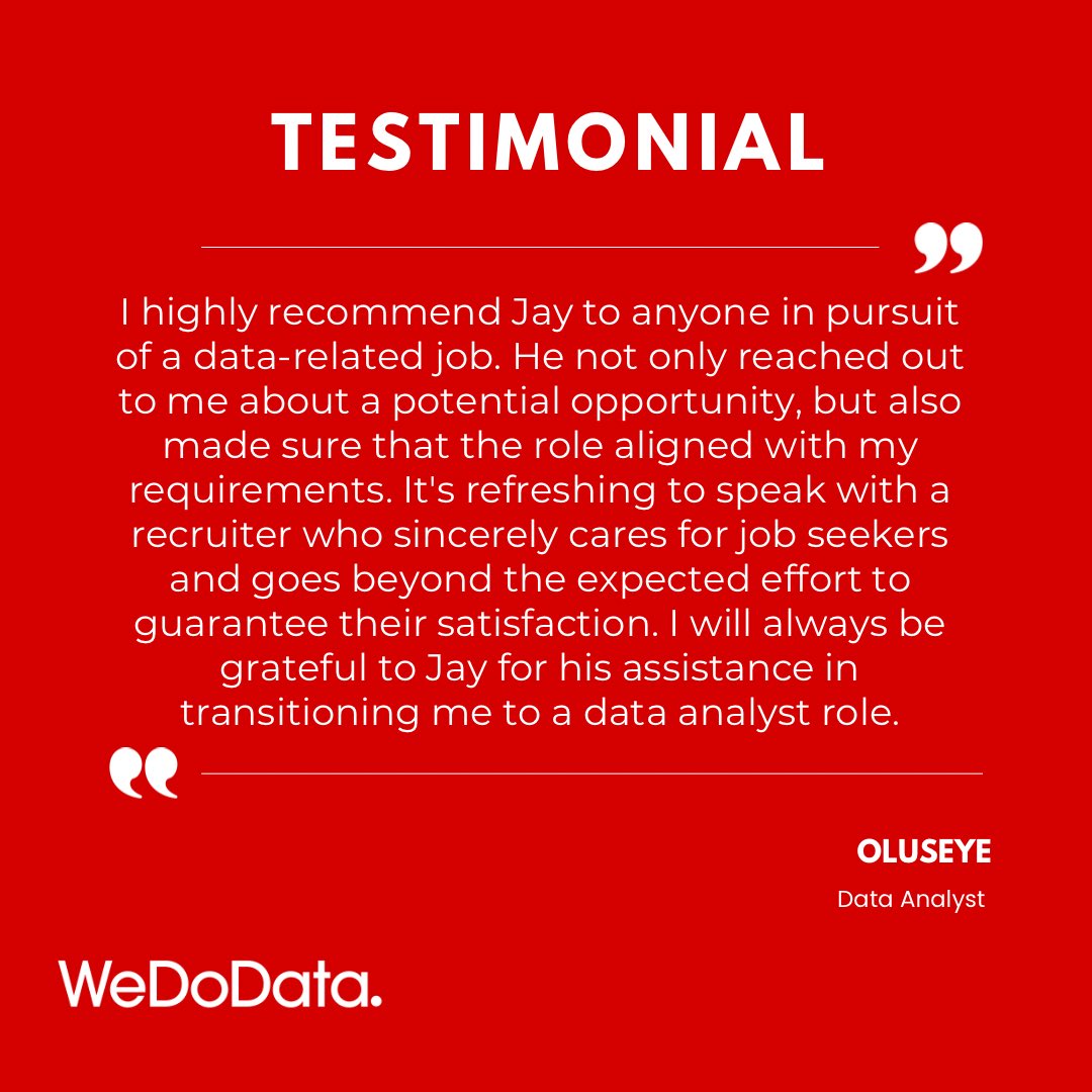 Testimonial💬 Each and every client and candidate matters to us. Ensuring they have the best experience👏 Thank you Oluseye for the lovely testimony🙌 #ifyouknowwhatswhatweknowwhoswho