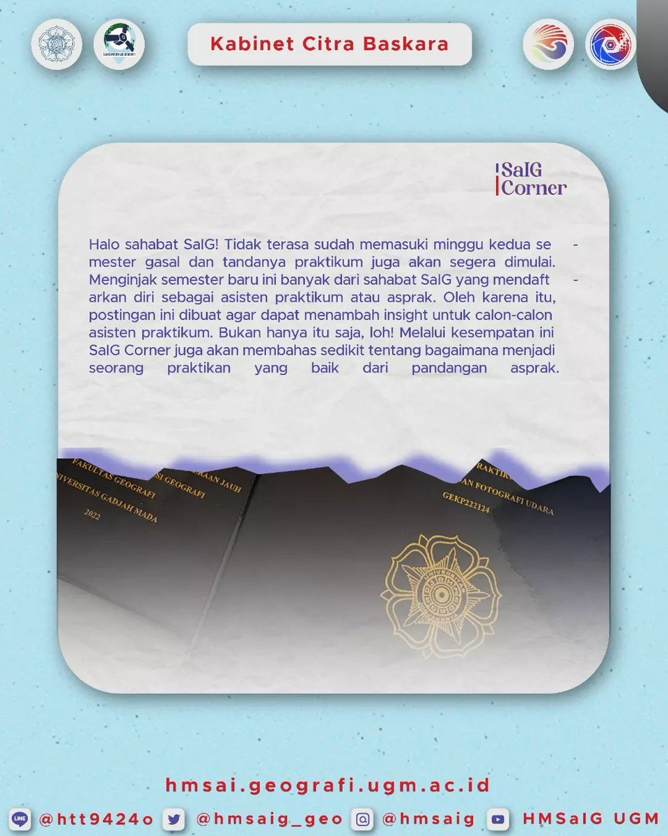 hmsaig_geo's tweet photo. Mengingat sebentar lagi praktikum akan segera dimulai semoga SalG Corner kali ini dapat menambah insight baru yang bermanfaat untuk asprak atau praktikan. Selamat menajalankan praktikum teman-teman! ✨ https://t.co/YsVXaQNmTf