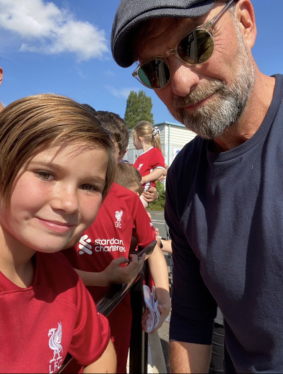 Esme meeting the Boss today at her training academy with the reds #LFC