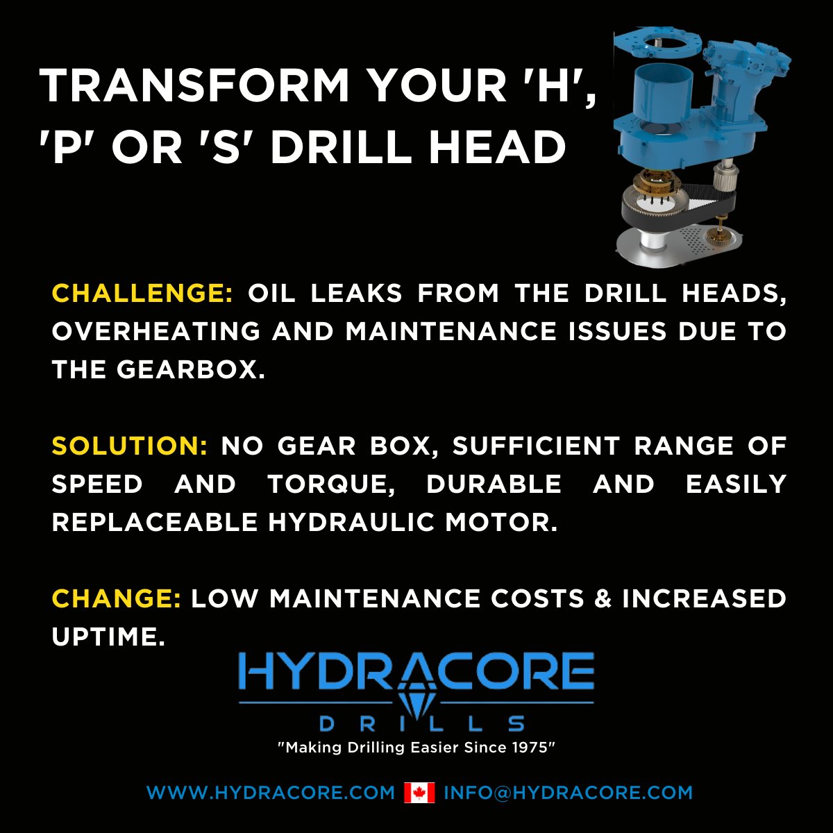 Hydracore's H &amp; P sized drill head is a simple design offering solid reliability and high-power capacity. 

hydracore.com/contact/

#coredrilling#mineral#core#exploration#mining#explorationdrilling