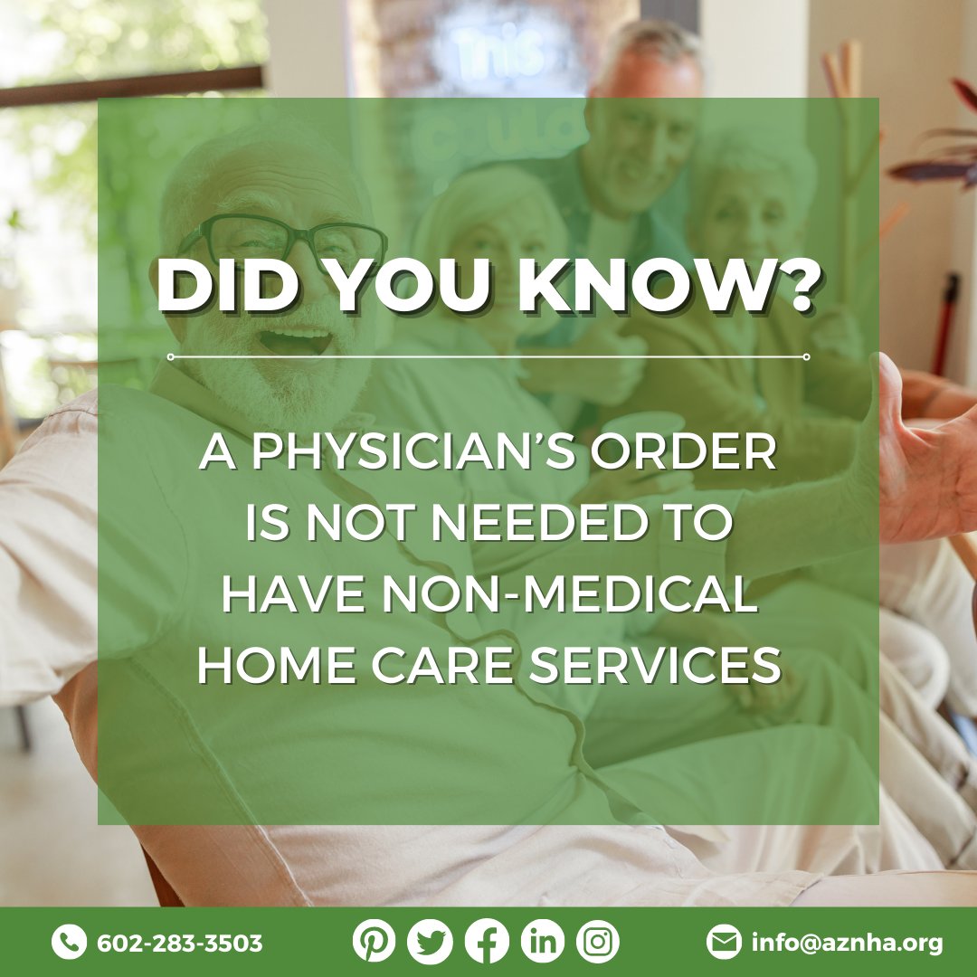 AZNHA_nonprofit's tweet photo. Discover the empowering fact that you don't require a physician's order to access non-medical home care services. Take control of your care journey today.

#aznha #seniorcare #seniorcareadvice #seniorcareguide #seniorcaremanagement #seniorcarematters https://t.co/umNerW742b