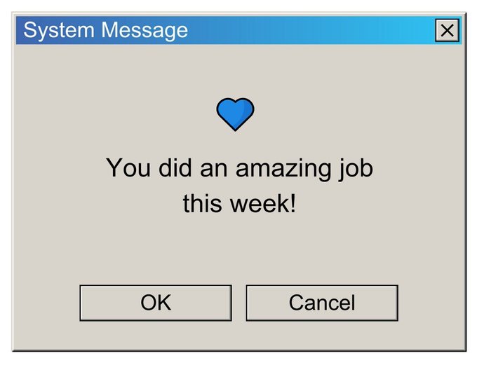 ⚠️Very important update!⚠️

Just wanted to take a moment to say you did a great job this week!

Keep up the great work!

#ITcompany #qambertech #qambertechnologies
#hardworkpaysoff
#teamworkmakesthedreamwork
#celebratesuccess