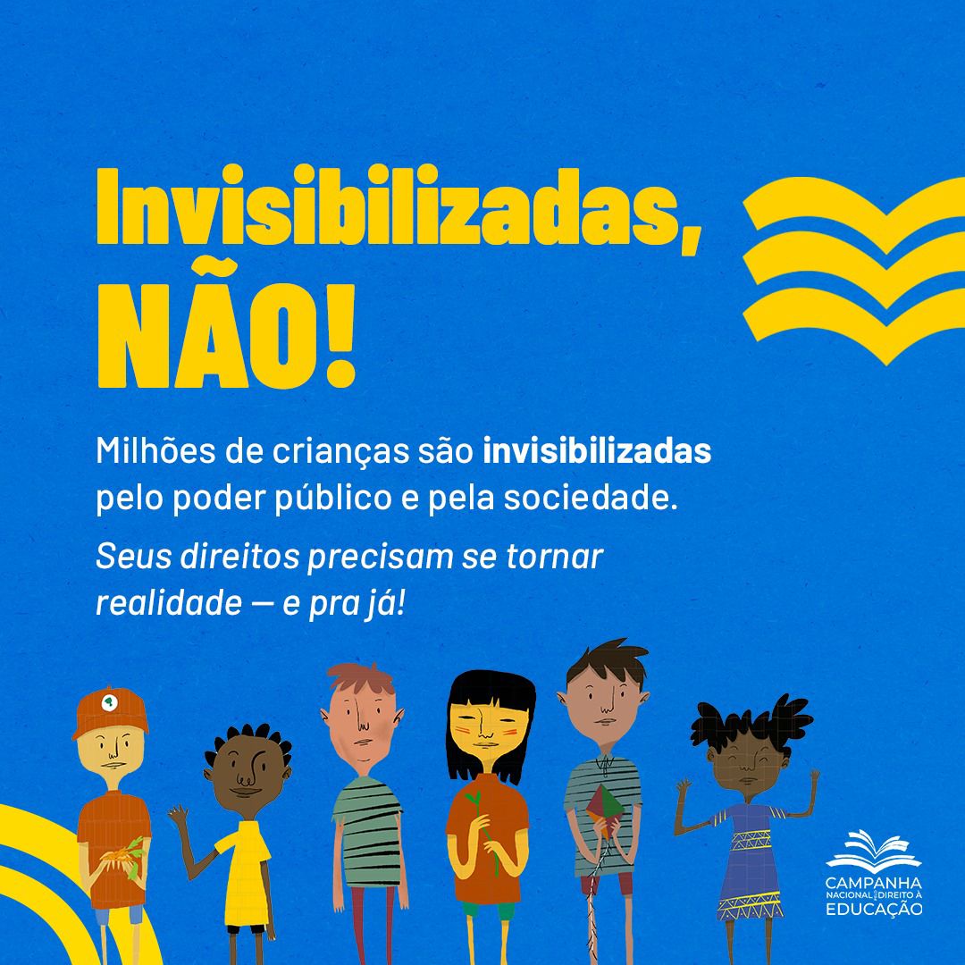 camp_educacao's tweet photo. 👧🏾👶🏽 DIA DA INFÂNCIA (24/08): INVISIBILIZADAS, NÃO!

A Campanha Nacional pelo Direito à Educação reitera seu compromisso com a proteção às infâncias e adolescências deste país.

Neste dia, em nome de uma agenda comum de proteção, movimentos populares de defesa de direitos construíram a Agenda Infâncias e Adolescências Invisibilizadas. A Agenda, que é coordenada pela Campanha, publicou uma série de cadernos com o intuito de diagnosticar o que existe e evidenciar o que não existe de informações sobre a garantia de direitos -- especialmente o direito à educação -- de crianças e adolescentes em maior situação de vulnerabilidade ou excluídas das políticas sociais. 
 
➡️ ACESSE OS CADERNOS NO SITE DA CAMPANHA: https://t.co/60TzhQ0A8s

🔊 OUÇA O PODCAST (IN)VISIBILIZADAS, QUE APROFUNDA CADA ESTUDO: https://t.co/0VzEjE2VJr