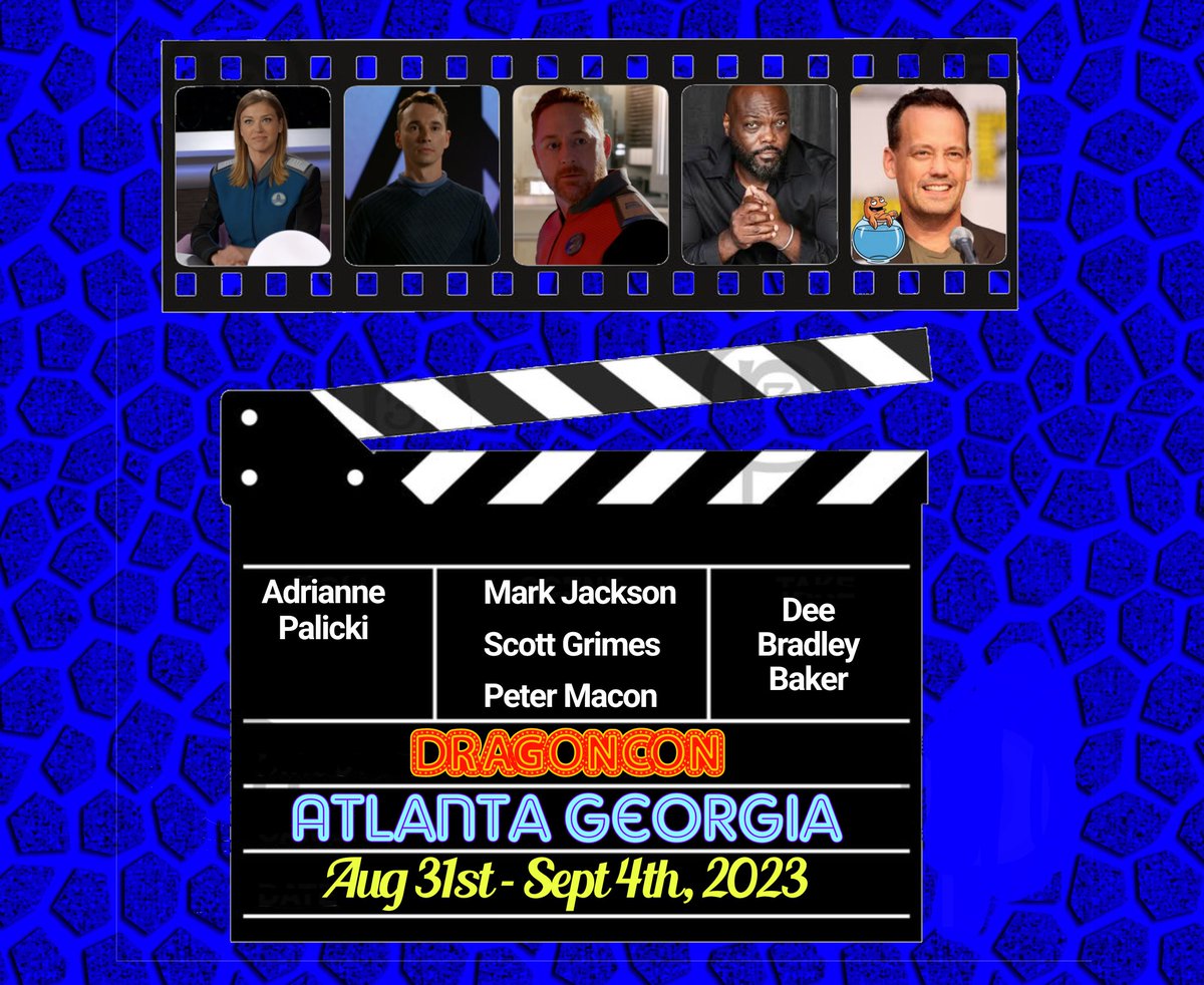 #ICYMI @ScottGrimes & lfellow #Orville cast @markjacksonacts, @AdriannePalicki & Peter Macon. As well as fellow #AmericanDad cast @deebradleybaker, are listed as guests for #Dragoncon in Atlanta GA. Aug 31 - Sept 4, 2023. See their site for tix & info dragoncon.org