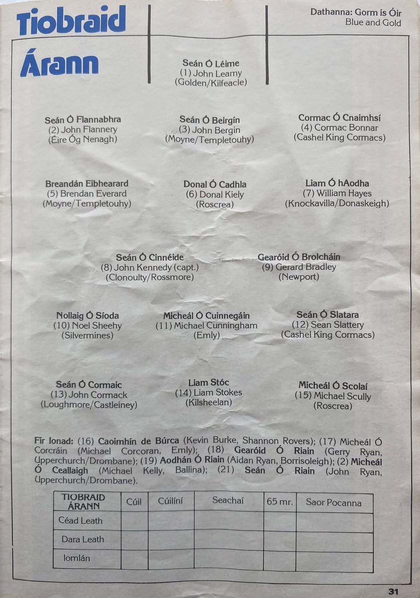 ProgrammesGaa's tweet photo. 1982 All-Ireland Minor Hurling Final; Galway v. Tipperary https://t.co/MAnrc2DJ6l