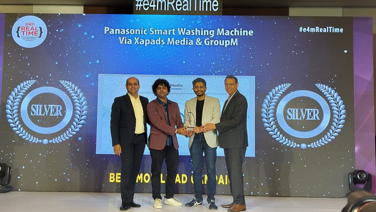 e4mevents's tweet photo. Marking Milestones!
Cheers to the #e4mRealtime Winners 2023🏆
Category - Best Mobile Ad Campaign
Winners - @daawat_official, @xapads, @panasonic, @MobiKwik, @applabs_inc, @letsblinkit
#e4mawards #programmaticawards #digitaladvertisingawards #mumbai