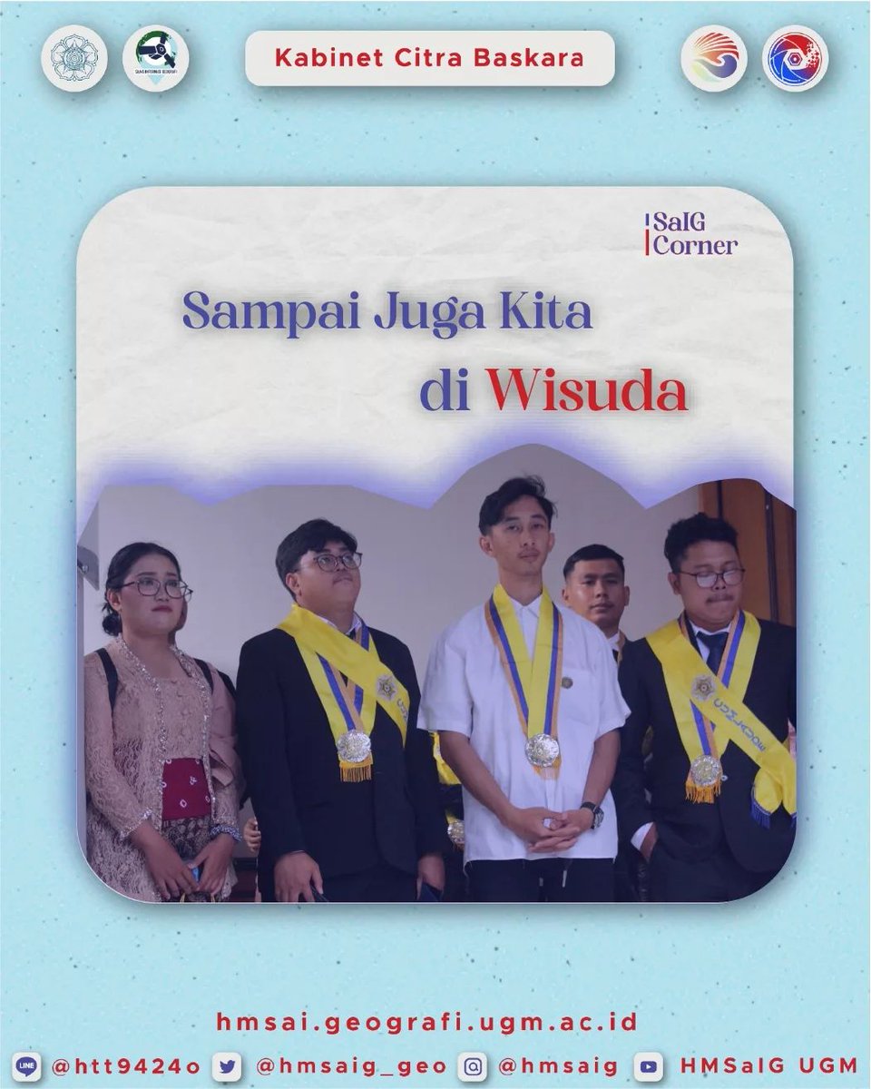 hmsaig_geo's tweet photo. ✨SalG Corner✨

Sekali lagi HMSalG mengucapkan selamat untuk para mahasiswa yang telah menempuh perjalanan di KPJ hingga akhirnya menuju wisuda. https://t.co/je2CtaC2dX