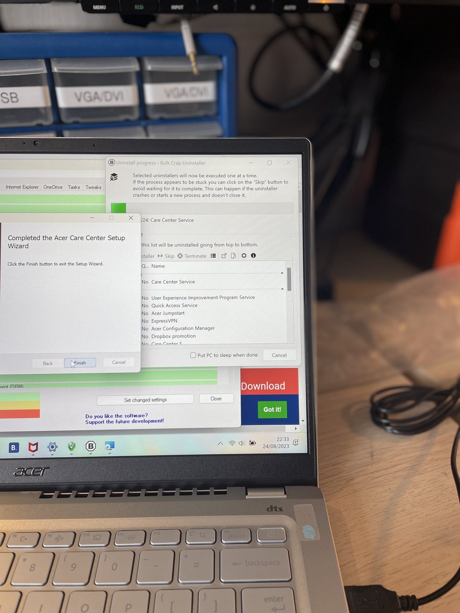 Setting up and transferring data to a new laptop this afternoon. Our service isn't limited to just that, we remove all the junk (commonly known as #bloatware) installed on the laptop by the manufacturer (Acer, hang your head in shame!)#smallbusiness #localcomputershop