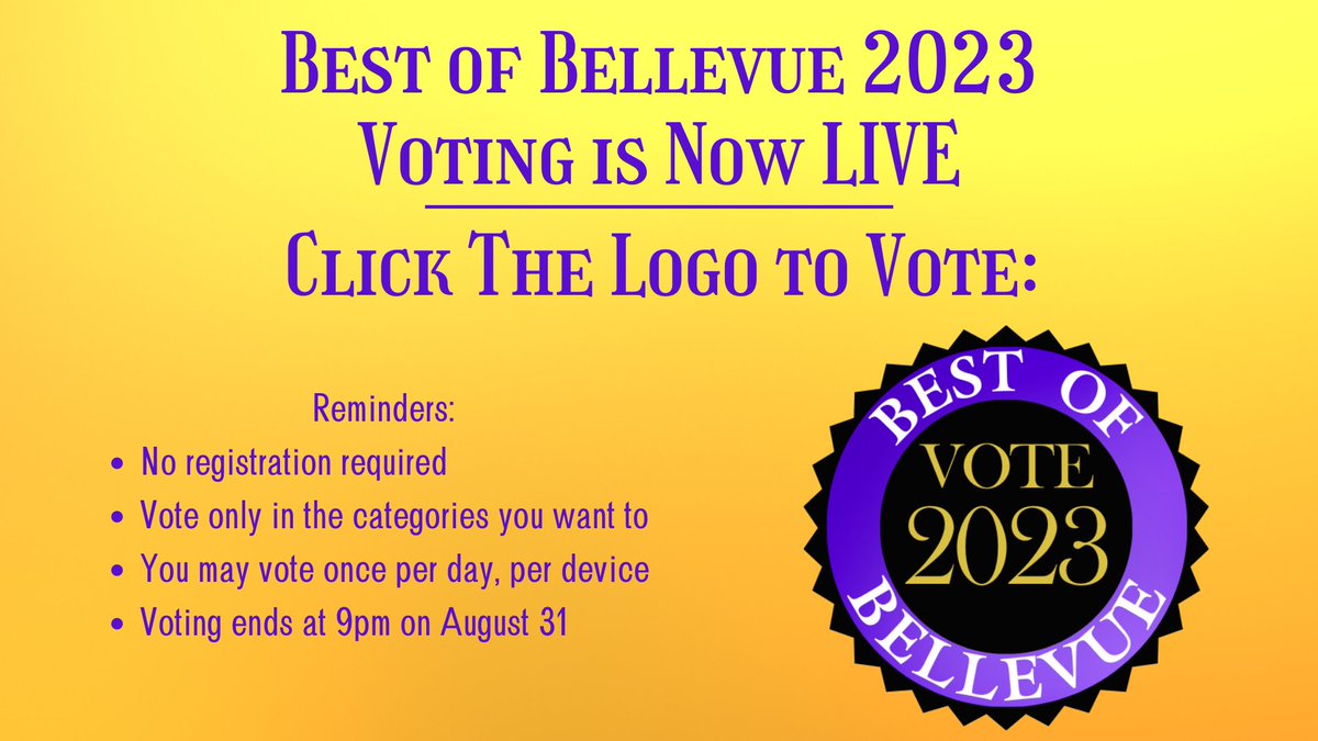 Vote Now at: BestofBellevueNE.com
It's the final week and a lot of the voting is VERY close between businesses. Your vote could make all the difference! #bellevue #bellevuene #gosarpy #bestof #bestofbellevue #nebraska #bestofbellevuene