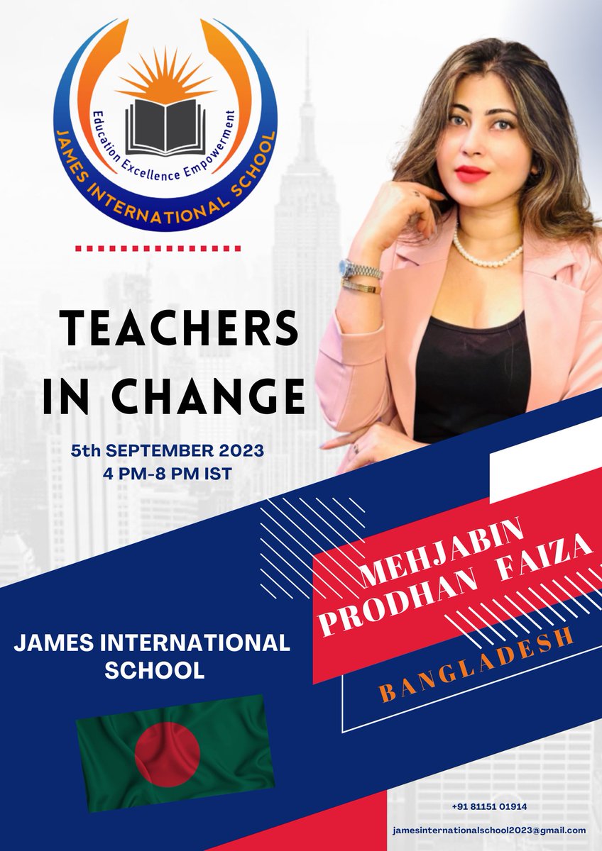JamesIntSchool's tweet photo. James International School📷 will celebrate Teachers' Day📷 by having education experts from 51 countries 📷 as speakers .
Teachers in Change...📷
If we want to change something, we have to start the change with us.
#JamesInternationalDay #JIS #team #Teachersinchange #event https://t.co/ZiMASUbiRq