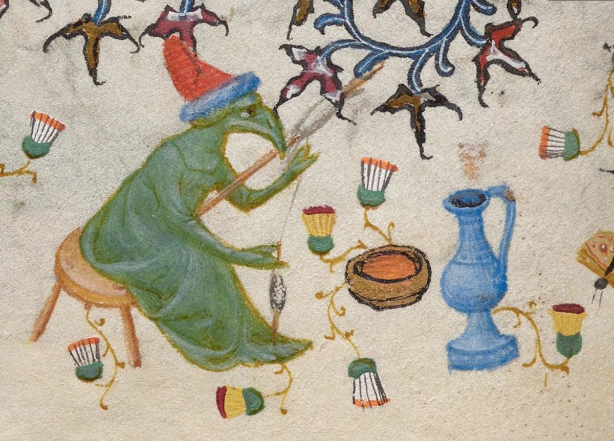 need to know more about this bird woman who's spinning wool and drinking wine. what's her story. is she single