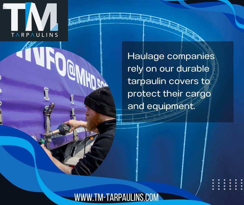 TomMorrowTarps's tweet photo. Haulage companies rely on our durable tarpaulin covers to protect their cargo and equipment. #HaulageIndustry #CargoProtection https://t.co/8iZsRfPNOG