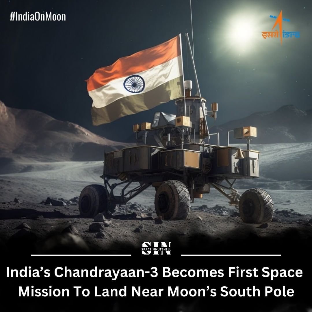 spaceinnutshell's tweet photo. India's Chandrayaan-3 has landed on the moon's south pole. 🚀🛰️

Let's Explore @spaceinnutshell ❤️
#Chandrayaan3 https://t.co/IspF7l9FwS