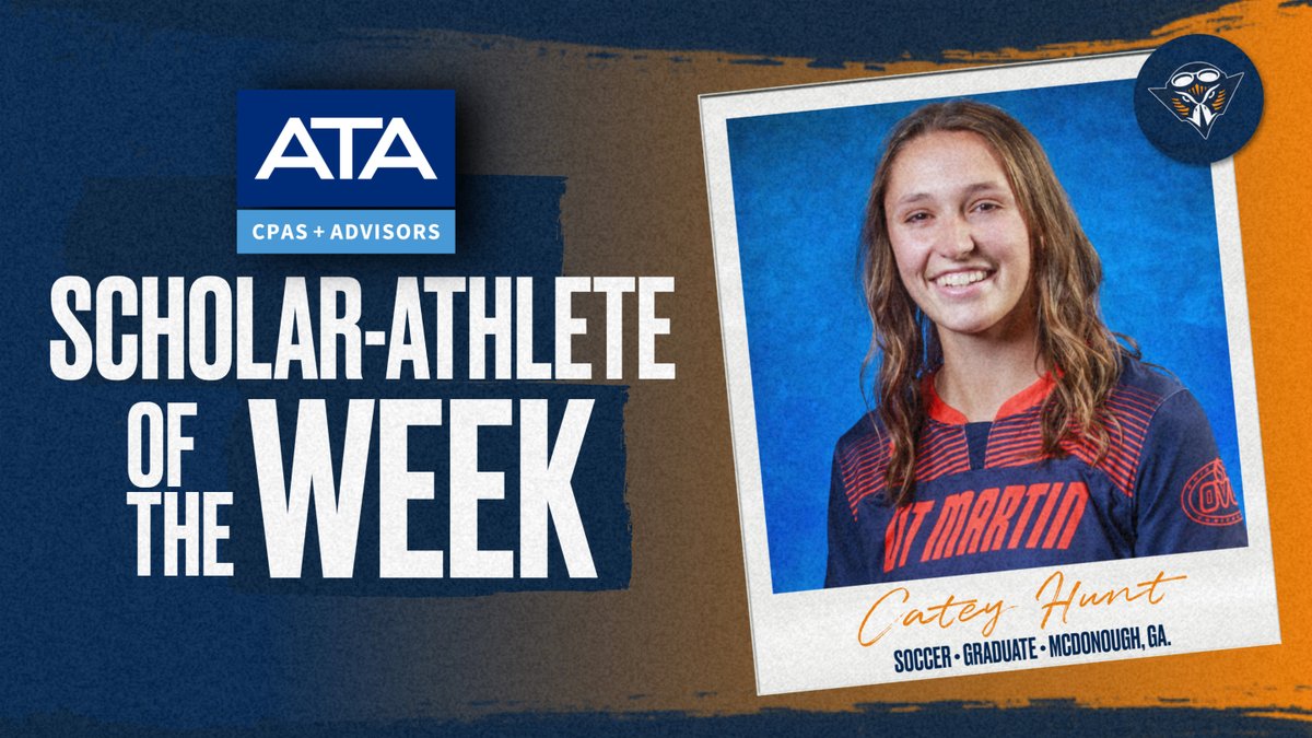 ETHAN_RECLAIM's tweet photo. Congratulations to the ATA Scholar-Athlete of the Week: Catey Hunt from @UTMartinSoccer! 

🟠 Class: Graduate
🟠 Hometown: McDonough, Ga.
🟠 Major: Engineering

#MartinMade https://t.co/jyxJaRHzLM