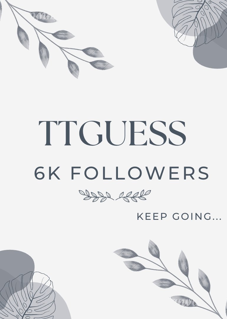 #TTGuess 6K followers now! 
Thanks for your support !
Let's bet and earn! 
Join and wait for our new features!
#StayTuned