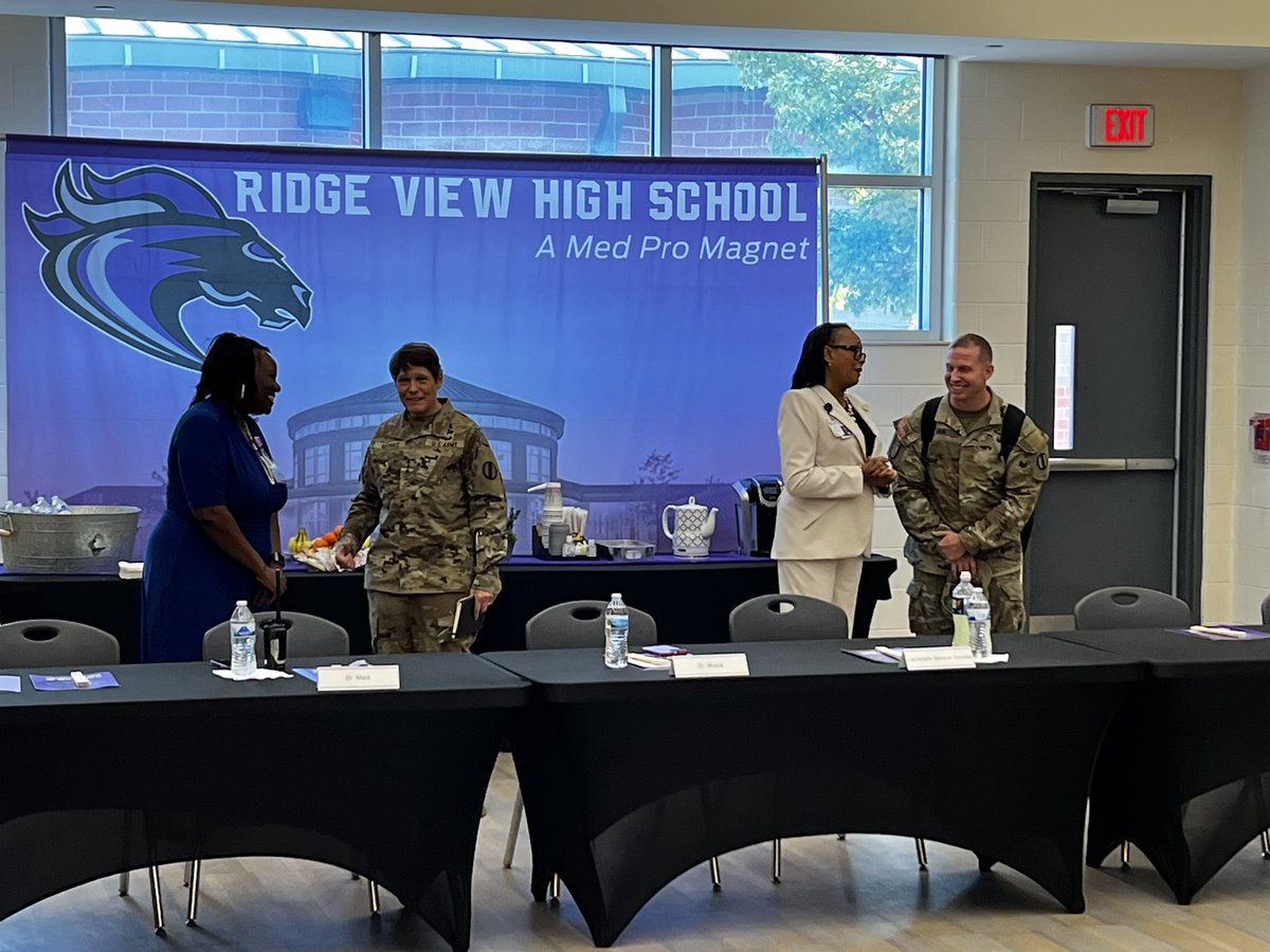 We are honored to have LTG 3 ⭐️ Maria R. Gervais, Deputy Commanding General visiting <a href="/rvhs/">Ridge View High School: A Med Pro Magnet</a> today! <a href="/TradocDCG/">LTG David Francis</a>, thank you for speaking to our staff and JROTC!! <a href="/RichlandTwo/">Richland School District Two</a>  <a href="/MooreKimD/">Dr. Kim D. Moore</a> <a href="/DrBrendaMack/">DrMack</a> <a href="/rvhs_JROTC/">RVHS JROTC</a>