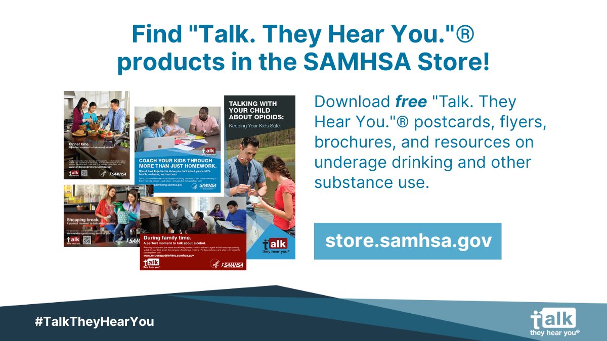 Attention 📣all educators! Have you taken advantage of the pack-to-school 📚 opportunity from <a href="/samhsagov/">SAMHSA</a>’s #TalkTheyHearYou campaign yet? Visit the SAMHSA store 📲 to order your FREE packs of substance use prevention flyers, posters, and more. ⬇️ store.samhsa.gov/?f%5B0%5D=form…
