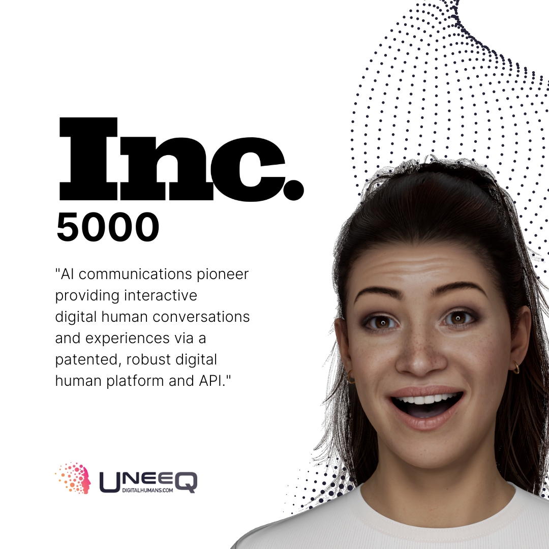 Sophie's face says it all 😄 

That's how delighted we feel to be in the #Inc5000 list of the fastest-growing private companies for 2023.

Thanks to @incmagazine 🙏  and to Team UneeQ for all their hard work 🚀 

inc.com/profile/uneeq

#growthcompanies #digitalhumans #AI #CX