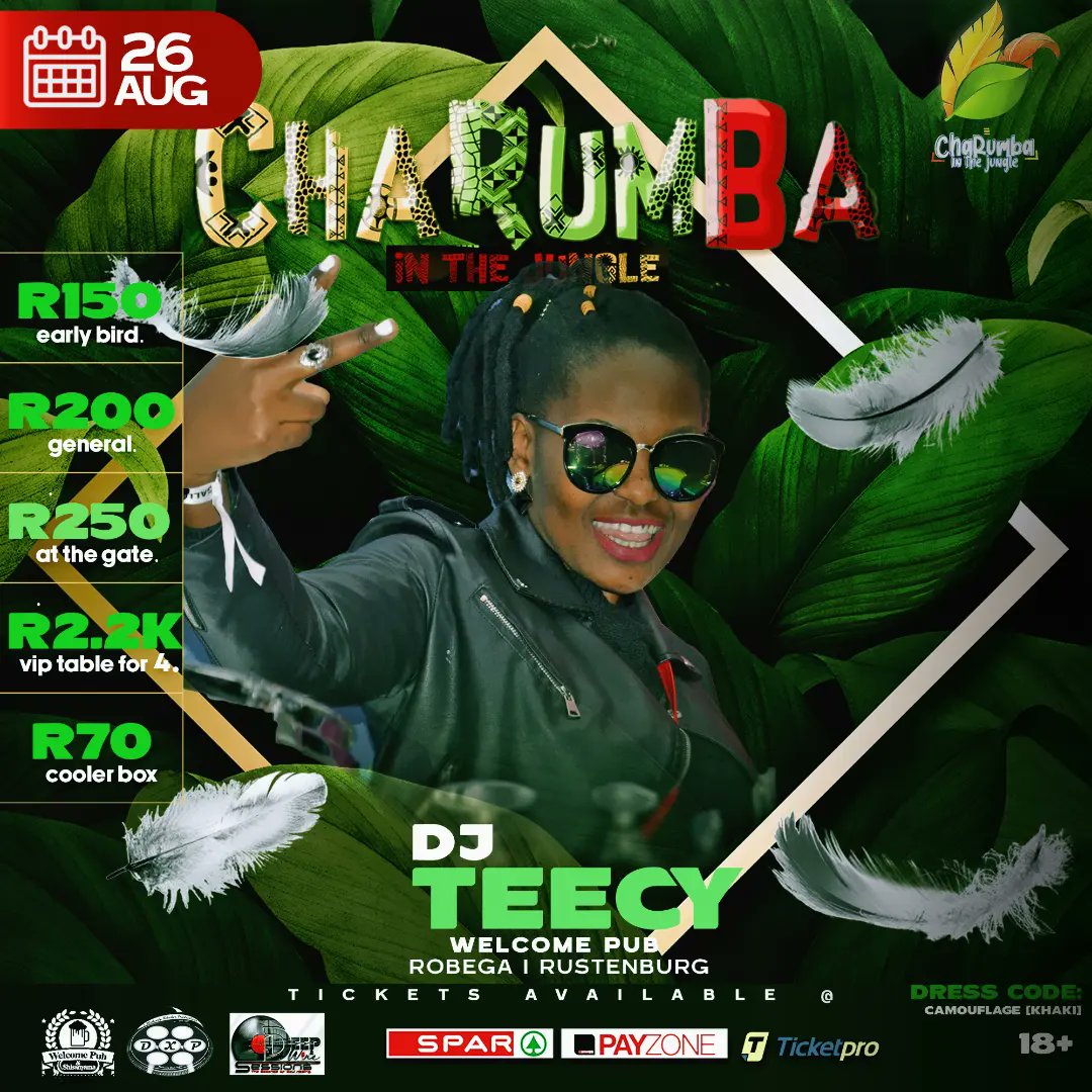TEEcy_Tracy's tweet photo. 🗓Saturday 26 August gig guide:
📍Charumba in the Jungle (Welcome Pub)

📍Women's Month Celebration (Moyo's Tavern- Goedhope) https://t.co/lrMHX5TPXi