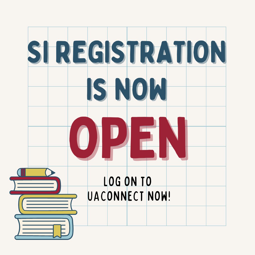 uarksuccess's tweet photo. Taking any of the classes listed below this semester? Log onto UAConnect to enroll in your SI session!

- ACCT 2013
- BIOL 1543
- CHEM 1073
- CHEM 1103
- CHEM 1123
- CHEM 2613
- CHEM 3603
- CHEM 3613

#UARK #SuccessHappensHere https://t.co/UFYdr86ATz
