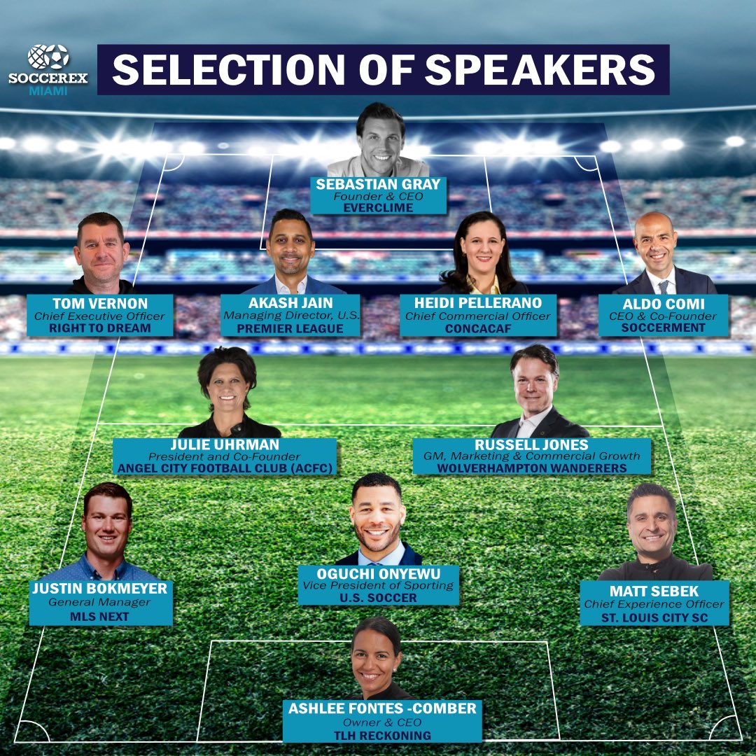 Soccerex's tweet photo. We are delighted to announce the 5th selection of speakers who will be joining #Soccerex this November, in the Magic City ⚽🌴 https://t.co/pjunS5D5an