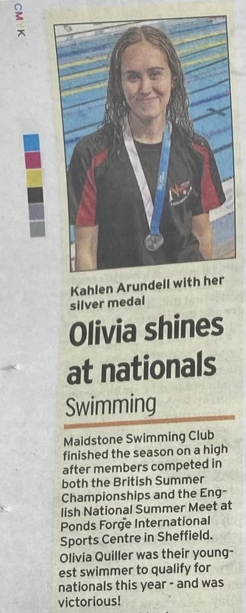 maidstonesc's tweet photo. Maidstone Swimmers feature in this weeks Kent Messenger | Update from British &amp; English National Swimming Championships 2023 - Well done Swimmers 👏👏 #swimclub #swimmers @kent_online #swimteam #swimrelay #swimminggala #teamwork #BSC23 #swimmingchampionship #swimmingcompetition https://t.co/aogvsbDoQG