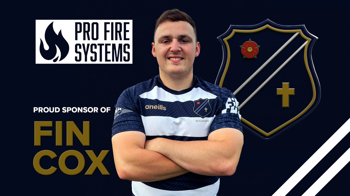 EcclesRugby's tweet photo. Congratulations 1XV Captain Fin Cox. Not only leading the team on the pitch in the 2023/24 season but also first to secure sponsorship. 
Thanks to Pro Fire systems for their support and the provision of stand by extinguishers for the #homegrown  Hooker.🔥🧯@ecclesrugbymen https://t.co/OOQ7sSxe90