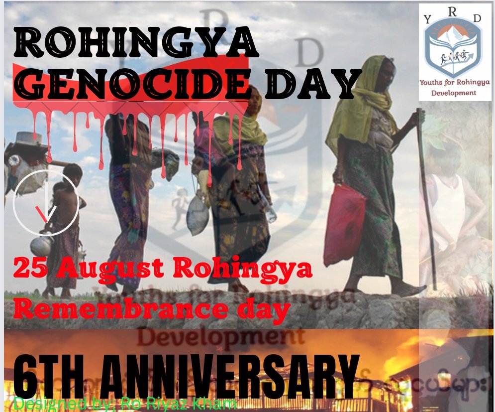 ForYrd's tweet photo. 6th Anniversary
25th August 2023
Rohingya Genocide Day!

#nomorerefugeelife 
#Hopeishome
#youthsforrohingyadevelopment https://t.co/3EzStAma6I