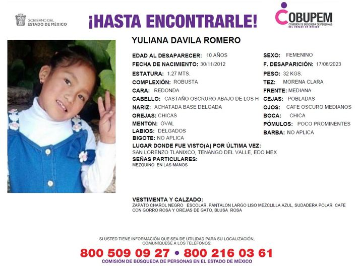 Somoselmedio's tweet photo. Solicitamos de tu apoyo en difusión para dar pronta localización a Yuliana Dávila Romero, comunícate a los teléfonos de COBUPEM 800 216 0361, 800 509 0927. #TodosEnLaBúsqueda https://t.co/HRpac6eLTC
