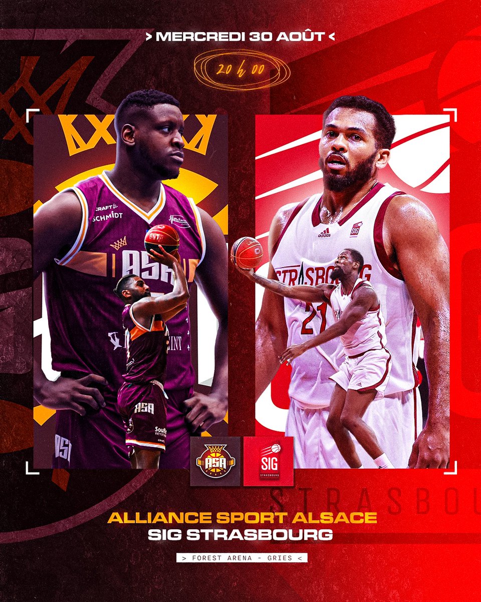 𝐋𝐚 𝐫𝐞𝐧𝐭𝐫é𝐞 𝐝𝐮 𝐛𝐚𝐬𝐤𝐞𝐭 𝐚𝐥𝐬𝐚𝐜𝐢𝐞𝐧 🥨 

Comme chaque année, l'ASA et la <a href="/sigstrasbourg/">SIG Strasbourg</a> se retrouvent pour un match de préparation à la Forest Arena 🏟️ 

📆 Mercredi 30 août à 20h
➡️ Billetterie sur asa-basket.fr/pages/billette…

#ASASIG #ProB #BetclicELITE