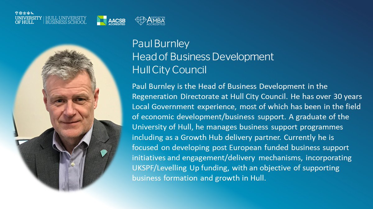Join our Business Briefing on 27 September 👇to hear from Paul Burnley, Head of Business Development at Hull City Council. The event will take place at Hull University Business School. Registration link: lnkd.in/e7riGZ7U #Partnership #BusinessSuccess #development