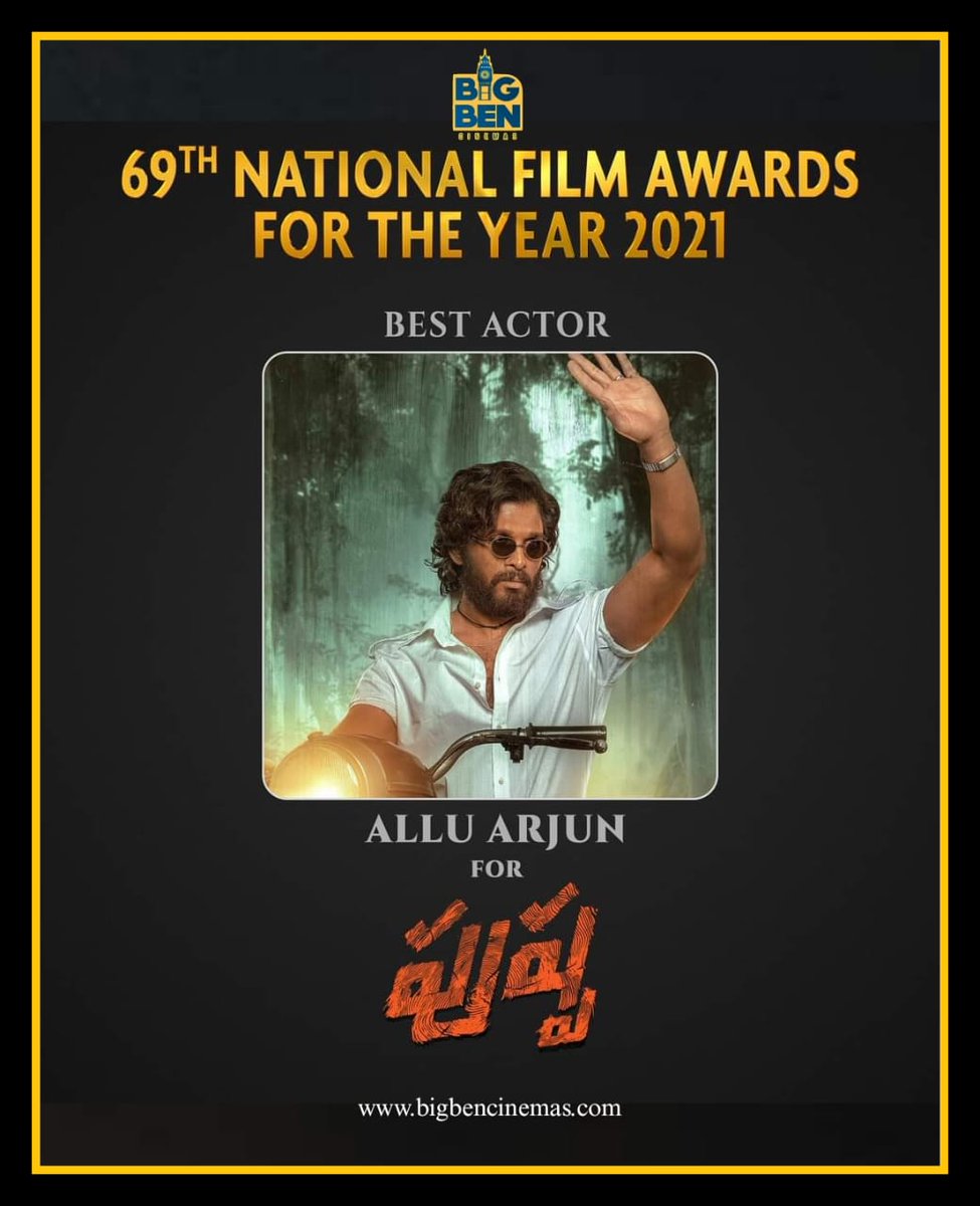 YashBigBen's tweet photo. 𝑻𝒉𝒂𝒈𝒈𝒆𝒅𝒆 𝑳𝒆🔥💪
Hearty congratulations to 𝑰𝒄𝒐𝒏 𝒔𝒕𝑨𝑨𝒓 @alluarjun garu on winning the 𝑩𝑬𝑺𝑻 𝑨𝑪𝑻𝑶𝑹 award.💛👏 #69𝒕𝒉𝑵𝒂𝒕𝒊𝒐𝒏𝒂𝒍𝑭𝒊𝒍𝒎𝑨𝒘𝒂𝒓𝒅𝒔 🎉
1st 𝑻𝒆𝒍𝒖𝒈𝒖 𝑯𝒆𝒓𝒐 to win this prestigious award. 
#Pushpa #PushpaTheRise https://t.co/h6ITdp6tpq