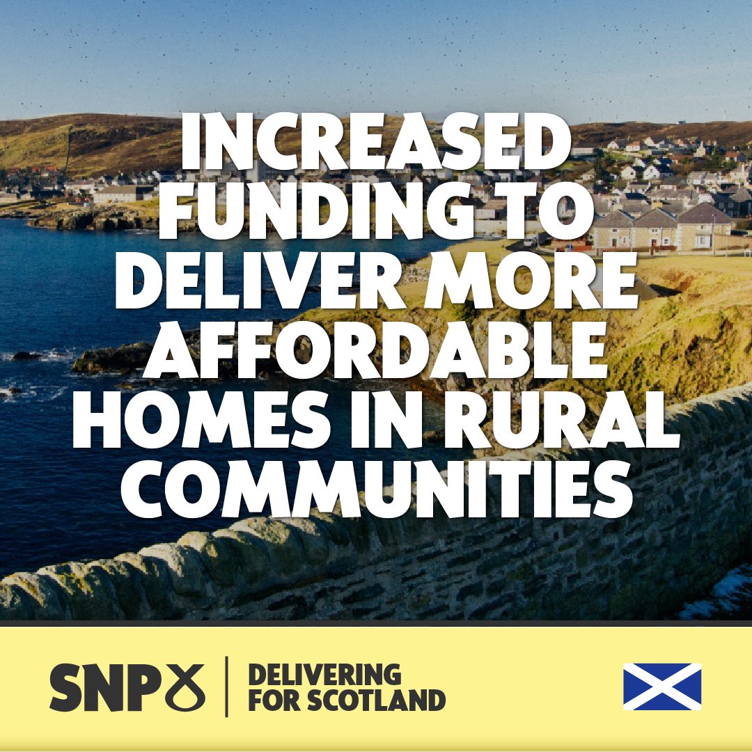 theSNP's tweet photo. 🏡 This SNP @scotgov is committed to delivering 110,000 affordable homes by 2032 – with at least 10% in remote, rural and island areas.

🤝That’s why we’re delivering extra funding to support community-led organisations to build homes that meet the needs of local people. https://t.co/RRBZqAjiRI