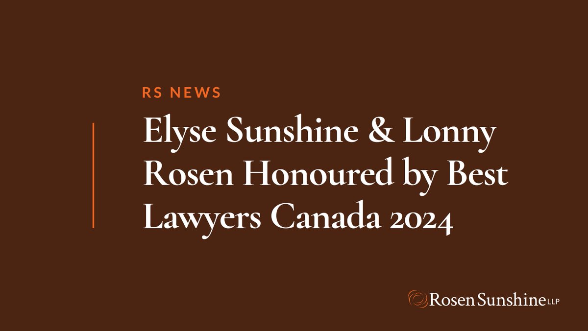 RosenSunshine's tweet photo. Elyse Sunshine and @LonnyRosen  are proud to have again been honoured by @BestLawyers Canada. Elyse has been recognized in Health Care Law, and Lonny has been recognized in Health Care Law, Administrative and Public Law, and Privacy and Data Security Law: https://t.co/NmafaN1m3J https://t.co/rQ68Qpo1Ec