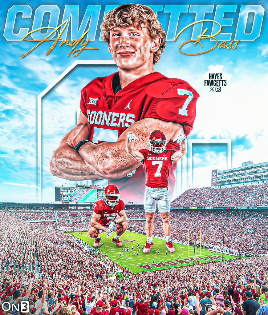 Hayesfawcett3's tweet photo. BREAKING: Class of 2024 ATH Andy Bass has Committed to Oklahoma!

The 5’11 200 ATH from Oklahoma City, OK chose the Sooners over Kansas State and Syracuse 

“Boomer Sooner! Can’t wait to get to work!”

https://t.co/TOSPk0LvGt https://t.co/uPdpgNs8lm