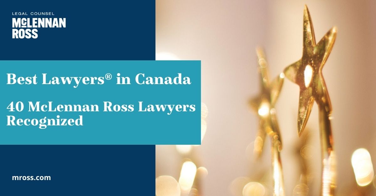 Congratulations to the 40 McLennan Ross lawyers included in the 2024 edition of the <a href="/BestLawyers/">Best Lawyers</a>® in Canada!

For more information and the complete list of honourees: bit.ly/3EbCIks

#MRoss #MRLeads #bestlawyers2024