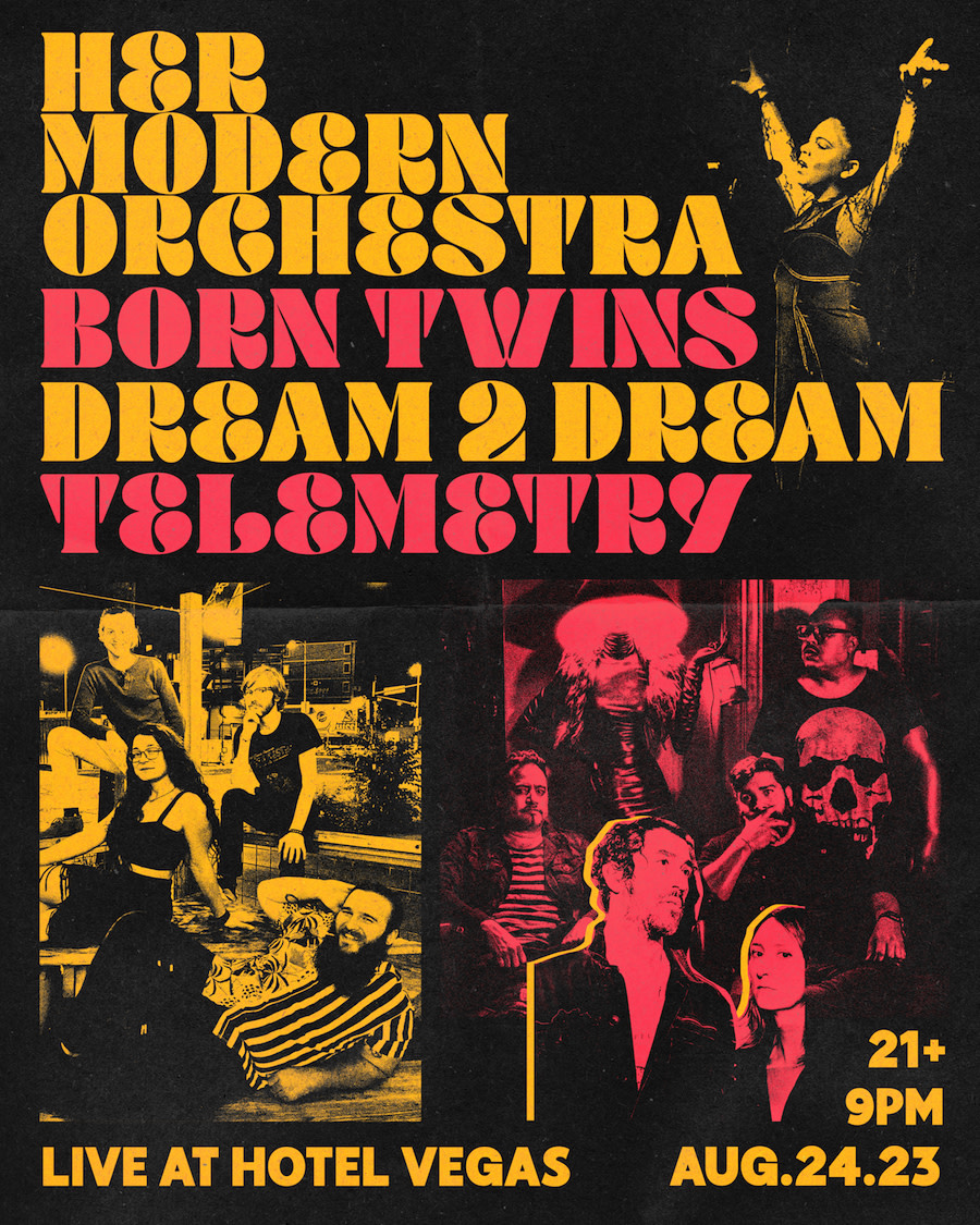 HotelVegasATX's tweet photo. ▼ TONIGHT ▼

🕕 VEGAS ON THE SPOT 🕕
Doors at 6:30pm
7:30pm - Gilded Lows
8:15pm - @BooherTheBand

▶ 𝒍𝒂𝒕𝒆𝒓...
10pm - Telemetry
10:45pm - Dream 2 Dream
11:30pm - @borntwinsmusic
12:15am - @HerMOmusic

★★ on the patio
🛍 #lefteyecollective 8pm-midnight! https://t.co/9oZCnvLT3a