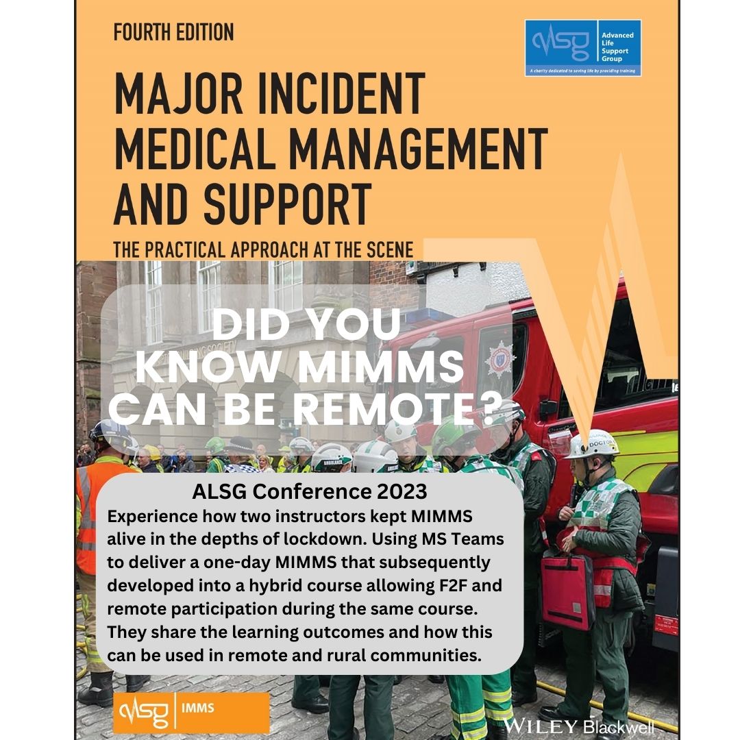 <a href="/_ALSG_/">ALSG</a> Conference next month on the 14 September has a full and varied programme.  MIMMS instructors can benefit enormously from hearing from <a href="/BCP1967/">Brodie Paterson</a> Brodie Paterson and <a href="/DaveLBywater/">Dave</a> David Bywater on how they developed a hybrid MIMMS course.  To book simply click here