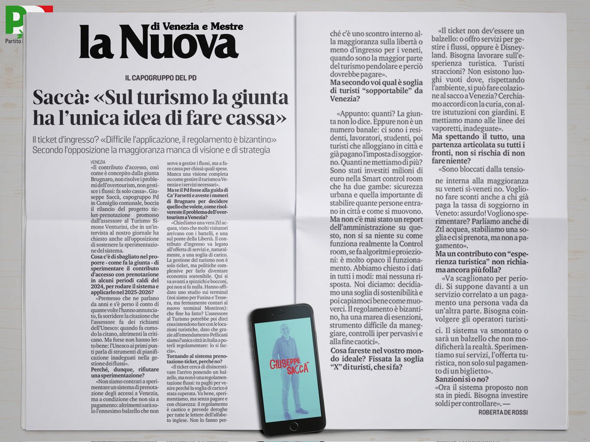#VENEZIA CAPITALE MONDIALE DELL'OVERTOURISM
Ecco una mia intervista su <a href="/nuova_venezia/">laNuovaVeneziaMestre</a>: continui rinvii e mancanza di strategia da parte dell'amministrazione fanno si che la città sia sempre più la capitale mondiale dell'#overtourism.