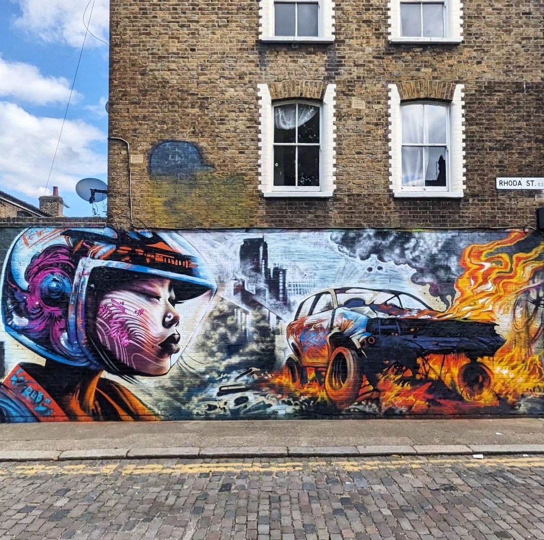 MolinaStreetArt's tweet photo. Art by English Jim Vision in Shoreditch, London, UK (2023) #jimvision #lamolinastreetart | photo via artist https://t.co/b7Knj5ZcZg