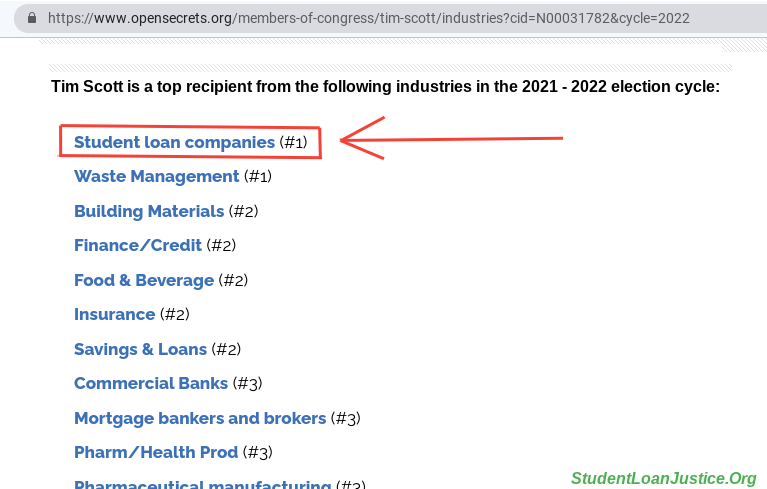 StudentLoanJus1's tweet photo. "If you take out a loan, you pay it back."

Brought to you by the student loan industry that funds Tim Scott.  

Look what this sellout has done to the state of South Carolina. 

Stay away from this guy, @RealDonaldTrump @realLizUSA.  He is poison.

#studentloans