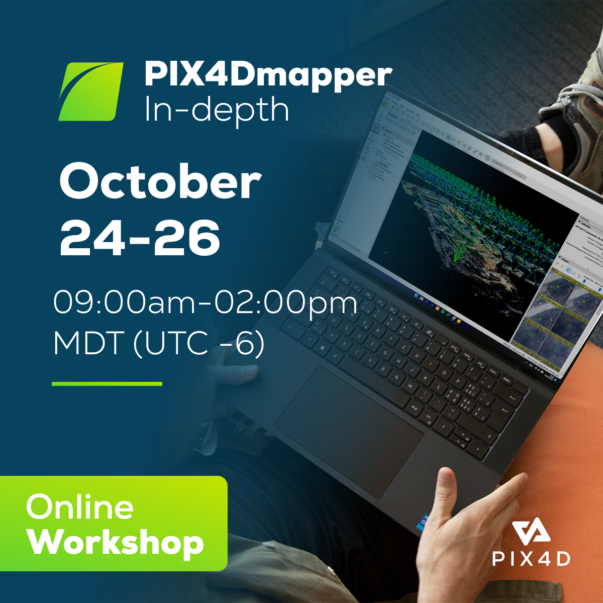 pix4d's tweet image. Register now for our #PIX4Dmapper in-depth online workshop! From Oct 24 - 26, 9am - 2pm MDT. Learn how to get the best results from your workflow. Save 130 USD using the EARLYBIRD coupon code (valid until Sept 26). Don’t miss out! hubs.li/Q0203YFQ0