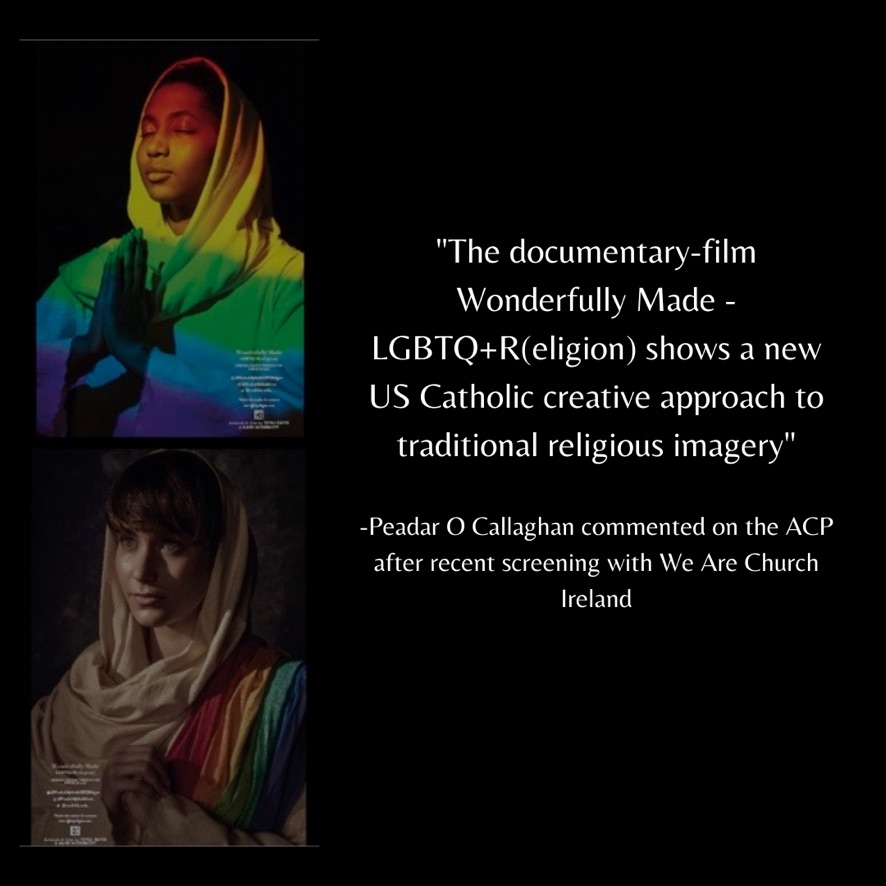 Wonderful_Made_'s tweet photo. The Association of Catholic Priests featured “Wonderfully Made LGBTQ+R(eligion)” in their online forum about the most recent screening with We Are Church Ireland.
Above is one of the comments, this one shared by Peadar O Callaghan after viewing our documentary.

#WonderfullyMade https://t.co/RKQ237DpNW