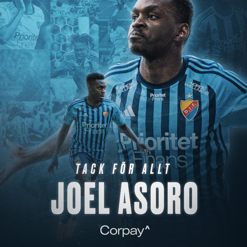 DIF_Fotboll's tweet photo. Efter 2,5 år i Djurgården blir FC Metz ny klubbadress för Joel Asoro 💛❤️💙

– Det finns många bra minnen. Om jag ska välja ett så är det när vi gick vidare till gruppspelet i Conference League och jag satte det sista målet borta. Den känslan kommer nästan vara omöjlig att slå