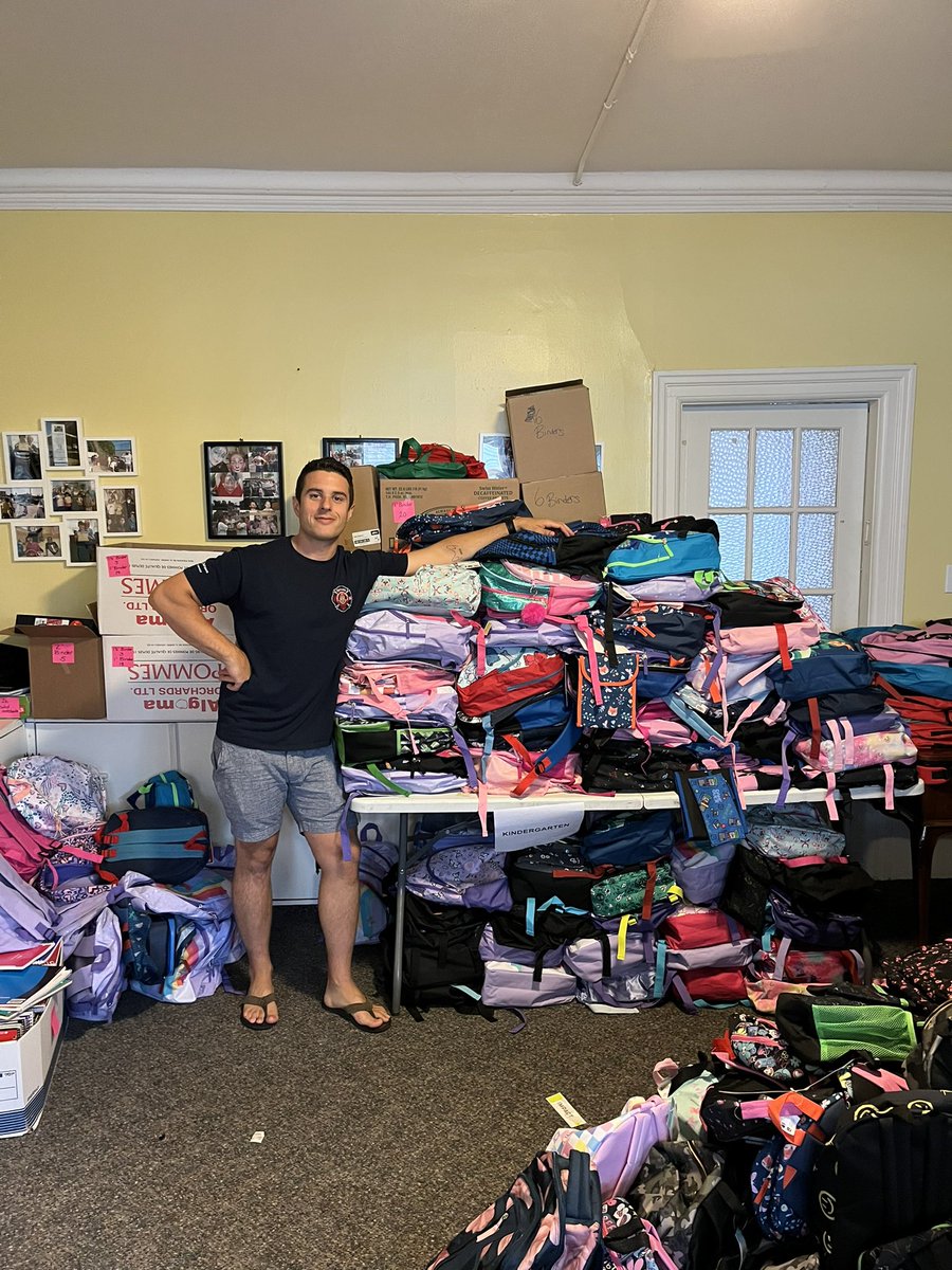 iafflocal465's tweet photo. Today we dropped off over 40 backpacks/lunch pails/water bottles at @simcoehallsh annual backpack program. We’re also helping pack backpacks for kids in our community.  Over 1500 families have registered, if you can donate please do. @opffa @IAFFCanada @OshawaFire @oshawacity https://t.co/8y4gRfHz3J