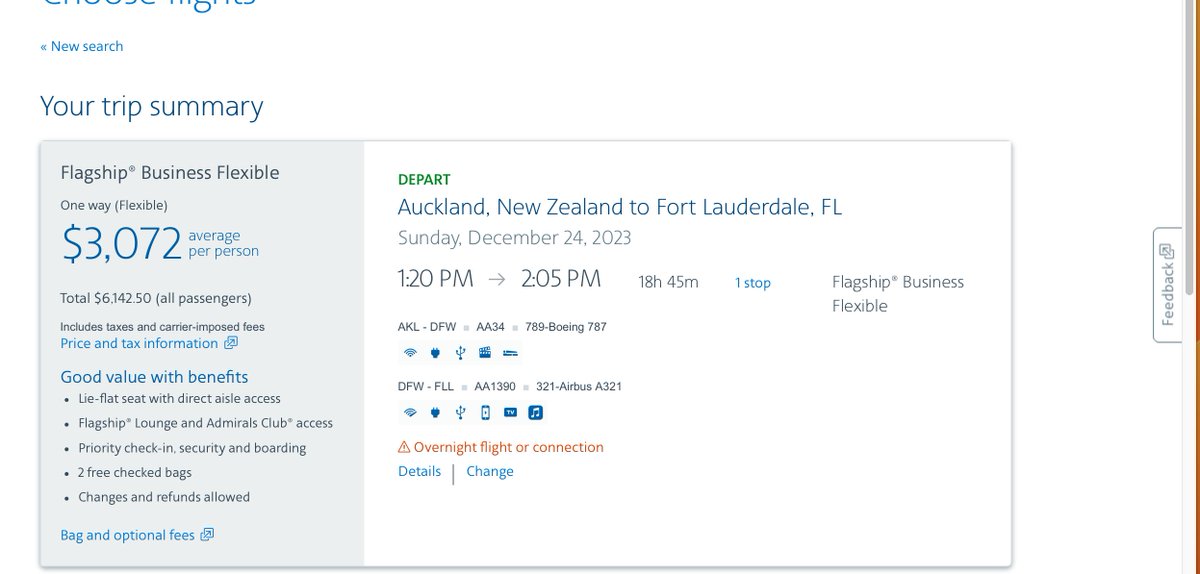 royshu's tweet photo. AA isn't honoring Flagship Business Flexible-  "charges and refunds allowed". I booked 2 tix  fr Auckland to FLL  business and need to cancel. It wants to charge $156 each to cancel and get refund. Not  disclosed on the site or emails. Will escalate if not resolved

@AmericanAir https://t.co/YsQKhFJZp5