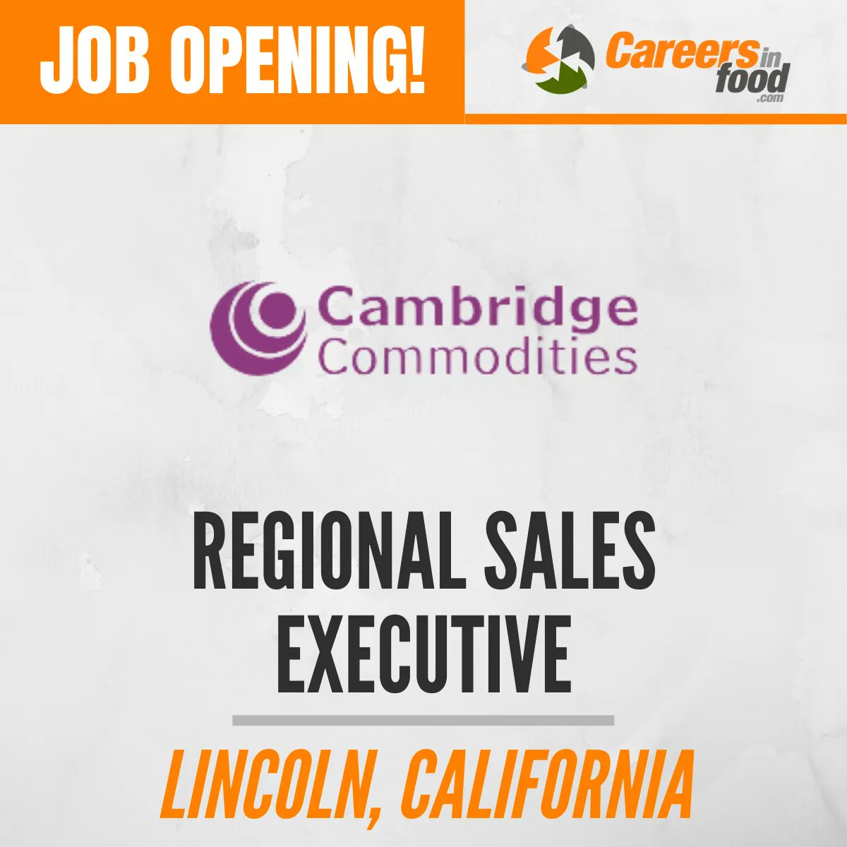 Attention all sales people!

<a href="/CCommoditiesltd/">Cambridge Commodities</a> is seeking a Regional Sales Executive in Lincoln, California.

Do you enjoy the challenge and reward that comes with working within sales and achieving ambitious targets?

Apply now: careersinfood.com/regional-sales…

#CAJobs #SalesJobs #NewJob