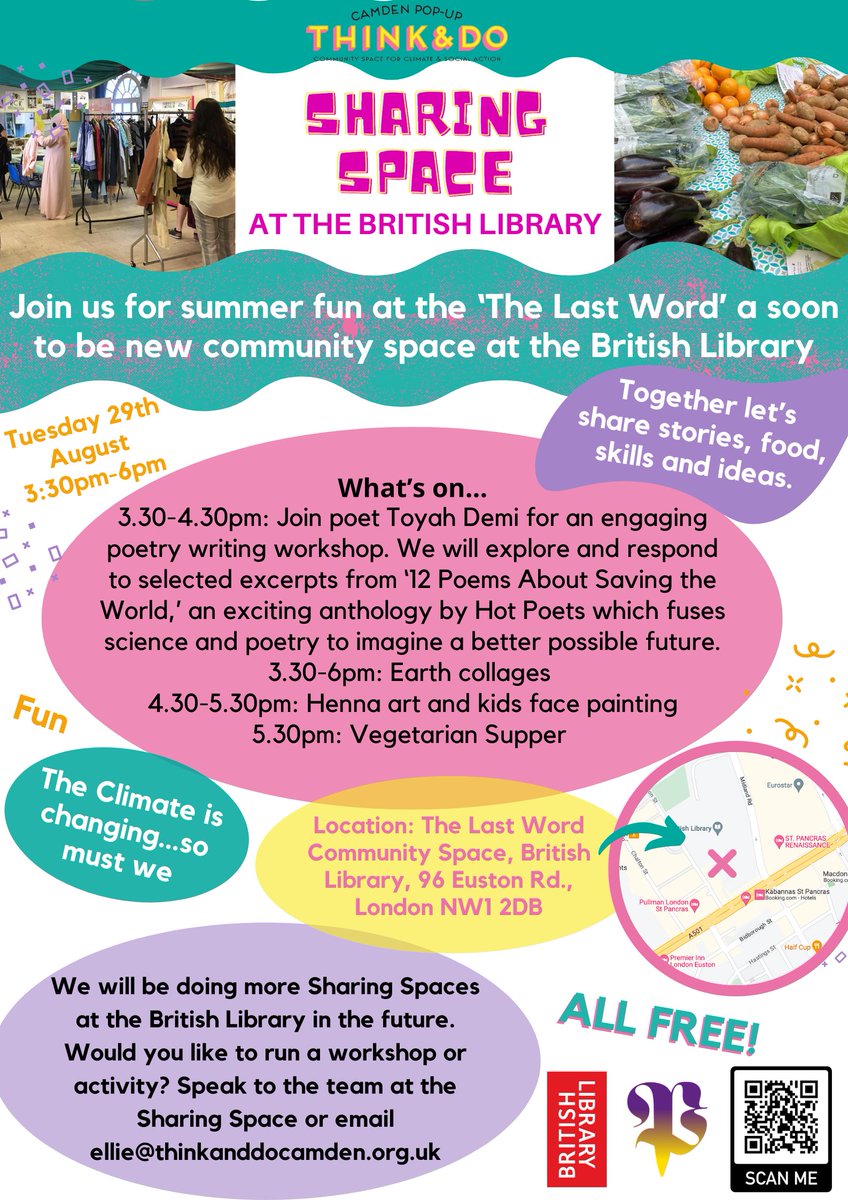 BL_Local's tweet image. Join us next Tuesday, August 29th, for a sharing space ran by Think &amp;amp; Do at the British Library!

#community